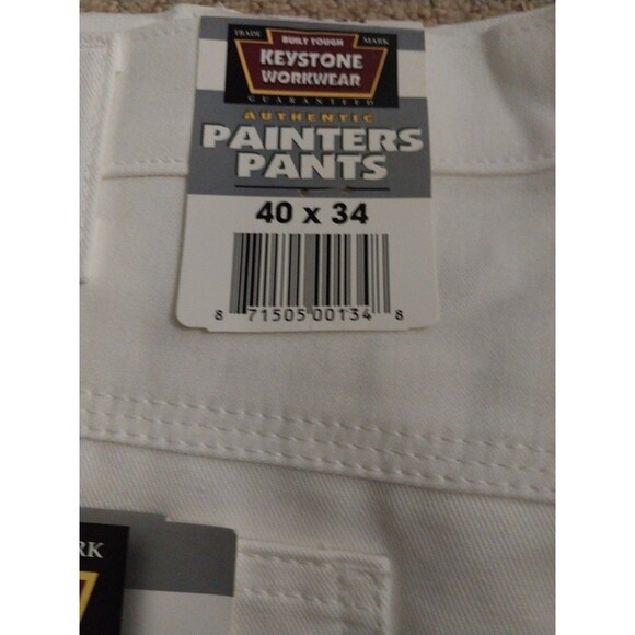 Keystone Painter Pants VTG  Workwear White Color Wide Tool Pockets, 40x34 - Picture 3 of 13